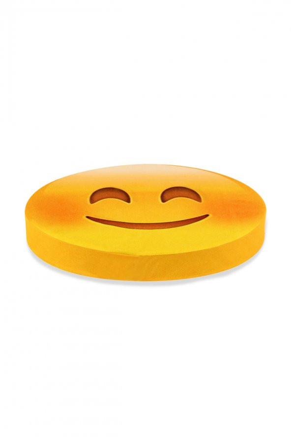 Gülücük Emoji Tasarım Daire Yastık Minder 40x40x5 cm ürün görseli 1