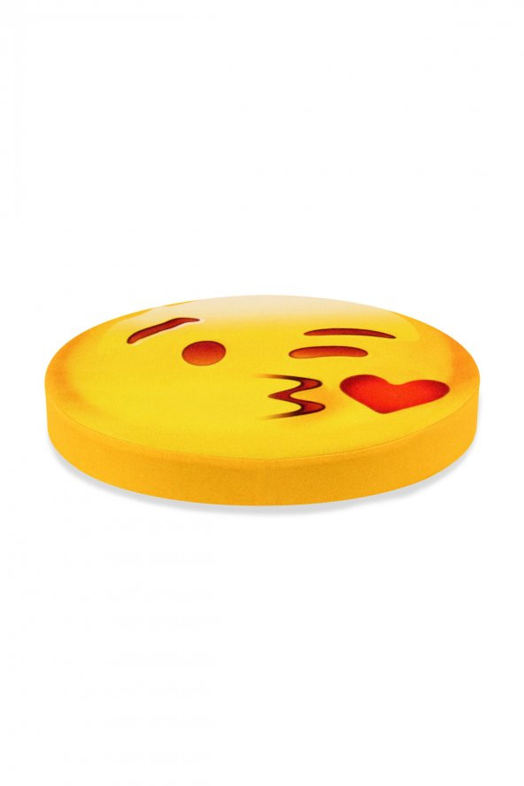 Öpücük Emoji Tasarım Daire Yastık Minder 40x40x5 cm ürün görseli 1