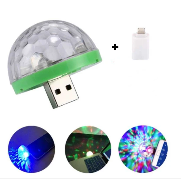 Sese Duyarlı Mini Sihirli Disko Topu 4W LED Usb İphone Mikrofon Uyumlu ürün görseli 1