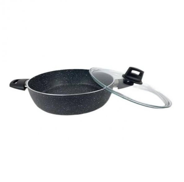Eda ZK-023 Zetra 26 cm Granit Basık Tencere  Gri ürün görseli 1