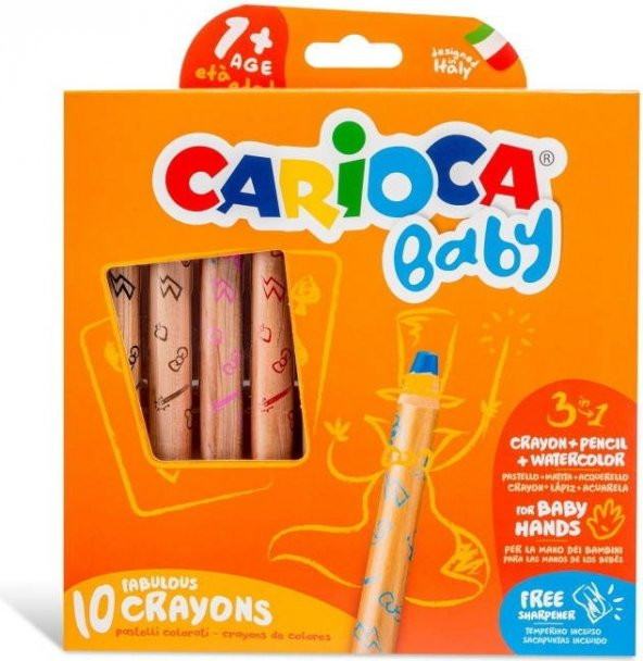 Carioca "3 in 1" Jumbo Bebek Ahşap Gövdeli Boya Kalemi 10lu ürün görseli 1