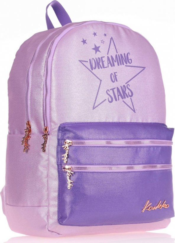 Kaukko Sparkle Duble Lila Okul Sırt Çantası - Simli Kumaş - Ortaokul Lise Günlük ürün görseli 1