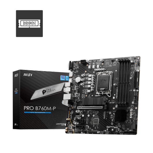 PRO B760M-P SOKET 1700 DDR5 6800MHZ(OC) PCI-E Gen4 2X M.2 USB3.2 DP HDMI GIGABIT LAN mATX ürün görseli 1