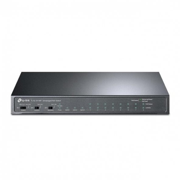 TP-LINK TL-SL1311MP 8 PORT POE+ 10/100 + 2 RJ45 GIGABIT UPLINK + 1 GIGABIT SFP 124W POE SWITCH ürün görseli 1