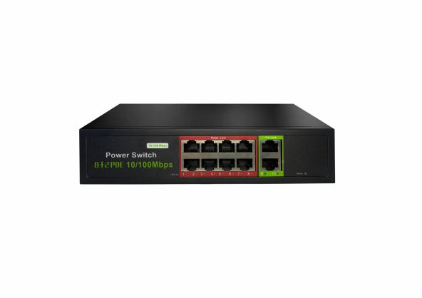 POE-8002-96W 8 PORT 10/100 + 2 PORT 10/100 RJ45 UPLINK 96W POE SWITCH ürün görseli 1