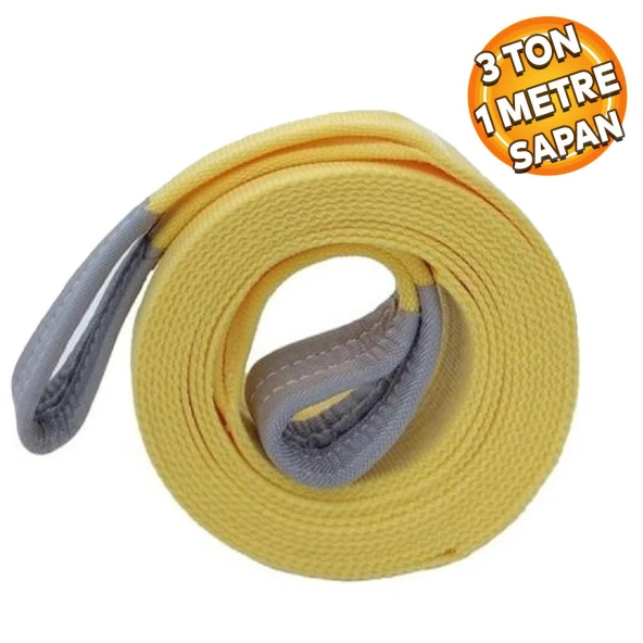 Sapan Polyester Spanzet 3 Ton 1 Metre Sarı Sağlam Yük Kaldırma Taşıma İndirme Halat ürün görseli 1