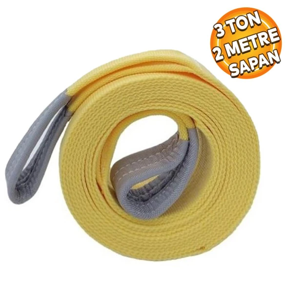 Sapan Polyester Spanzet 3 Ton 2 Metre Sarı Sağlam Yük Kaldırma Taşıma İndirme Halat ürün görseli 1