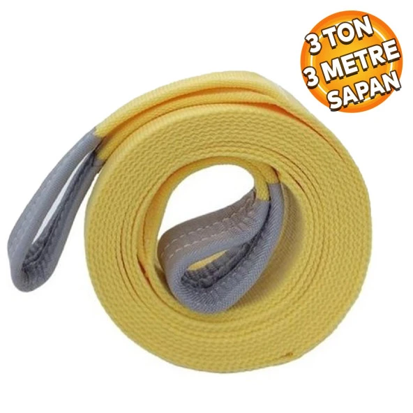 Sapan Polyester Spanzet 3 Ton 3 Metre Sarı Sağlam Yük Kaldırma Taşıma İndirme Halat ürün görseli 1
