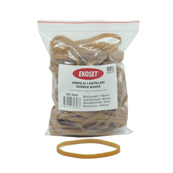Ekoset 100x5mm Geniş Kauçuk Paket Ambalaj Lastiği 100 Adet ürün görseli 1