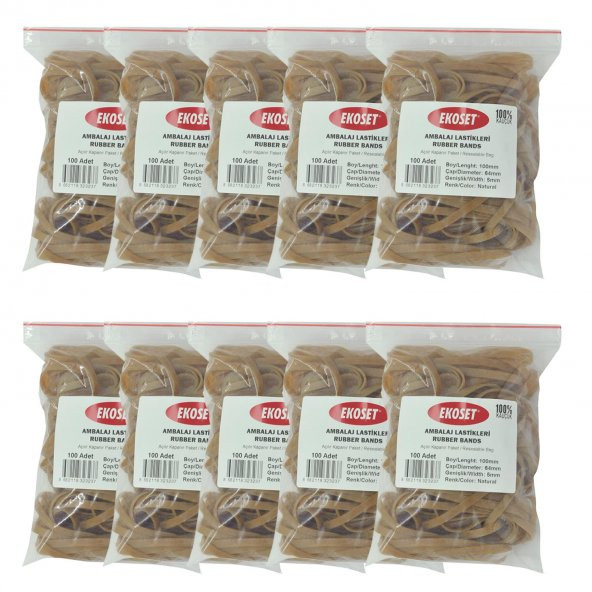 Ekoset 100x5mm Geniş Kauçuk Paket Ambalaj Lastiği 1.000 Adet ürün görseli 1