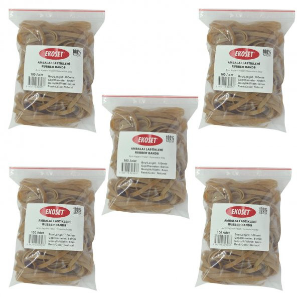 Ekoset 100x5mm Geniş Kauçuk Paket Ambalaj Lastiği 500 Adet ürün görseli 1