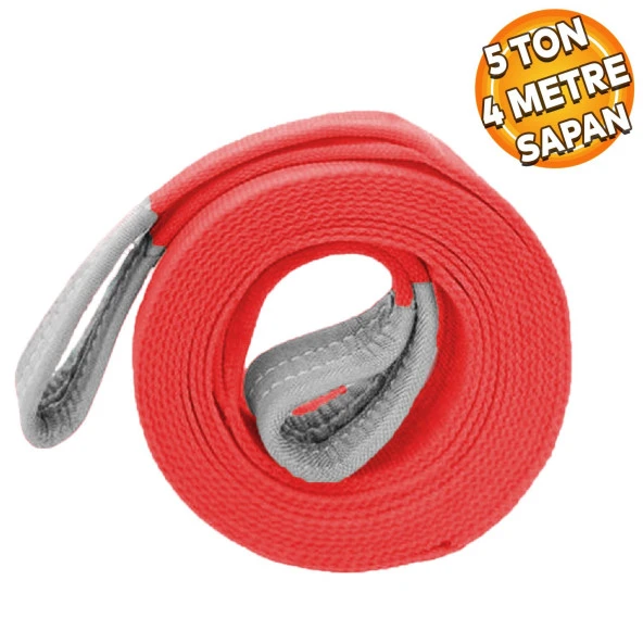 Sapan Polyester Spanzet 5 Ton 4 Metre Kırmızı Sağlam Yük Kaldırma Taşıma İndirme Halat ürün görseli 1