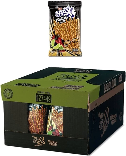 Eti Crax Patlayan Lezzet Acılı ve Misket Limonlu Kraker 50 gr 20 Adet ürün görseli 1