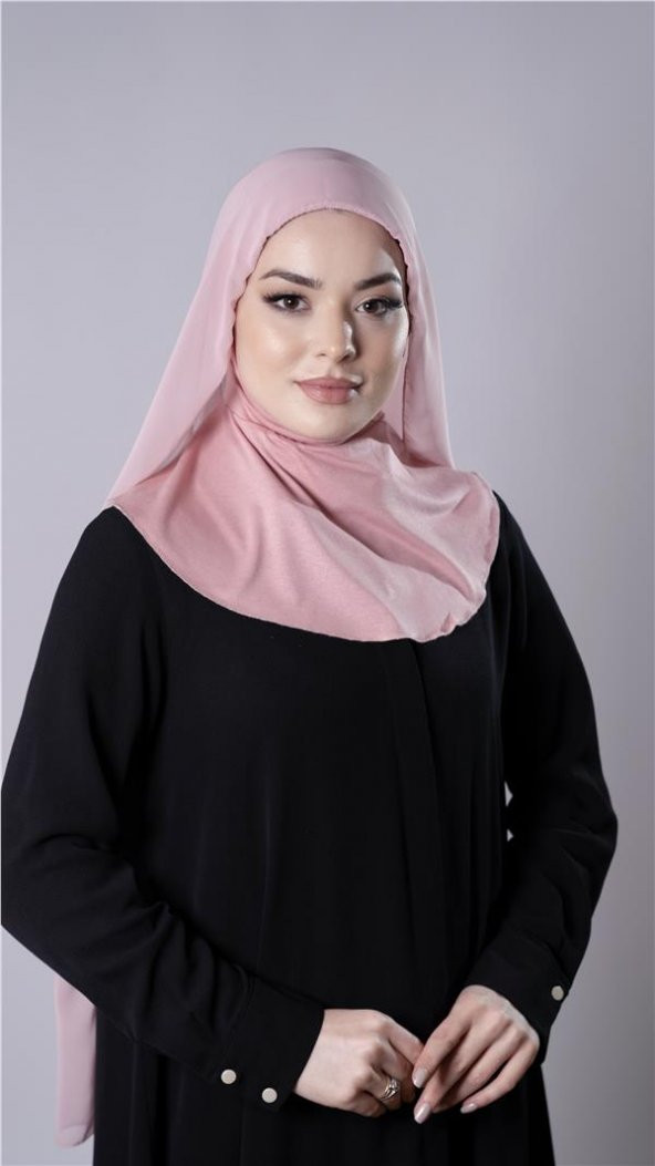 Pudra Pratik Hazır Geçmeli Şal Şifon Kumaş Hijab Bone 3009_06 ürün görseli 1