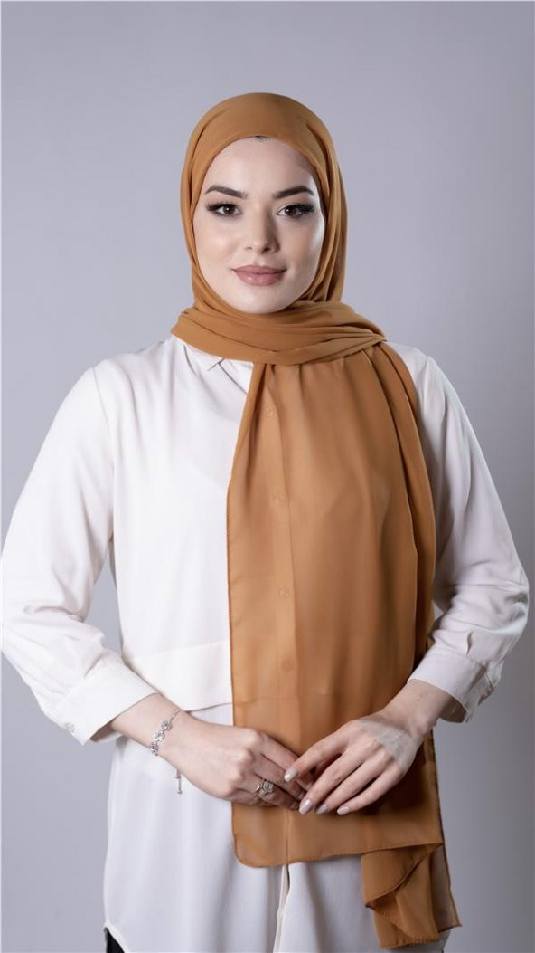 Hardal Pratik Hazır Geçmeli Şal Şifon Kumaş Hijab Bone 3009_43 ürün görseli 1