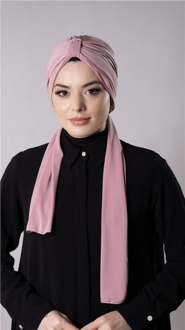 Pudra Pratik Hazır Geçmeli Tesettür Bone Sandy Kumaş Atkılı  2204_06 ürün görseli 1