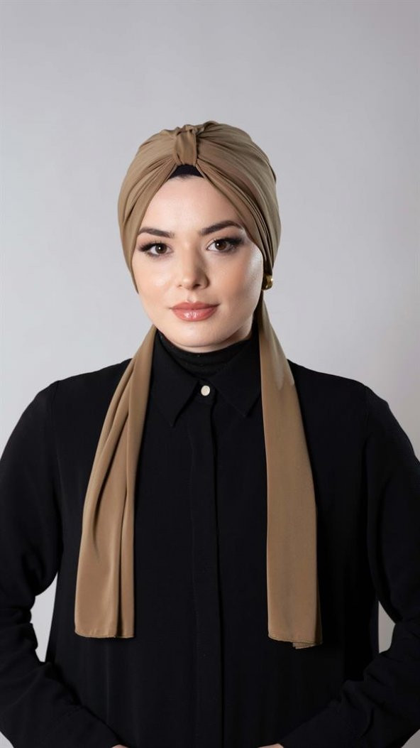 Taba Pratik Hazır Geçmeli Tesettür Bone Sandy Kumaş Atkılı  2204_33 ürün görseli 1