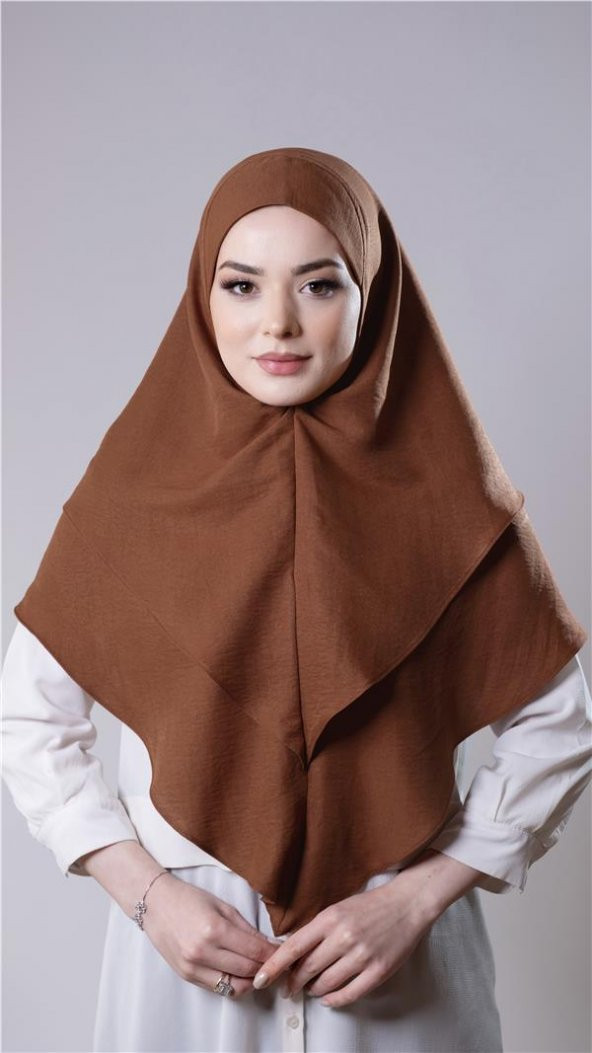 Taba Pratik Hazır Geçmeli Tesettür Eşarp Pamuk Caz Kumaş Çift Katlı Düz Hijab 2303_33 ürün görseli 1