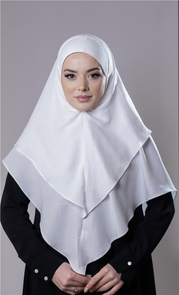 Krem Pratik Hazır Geçmeli Tesettür Eşarp Pamuk Caz Kumaş Çift Katlı Düz Hijab 2303_40 ürün görseli 1