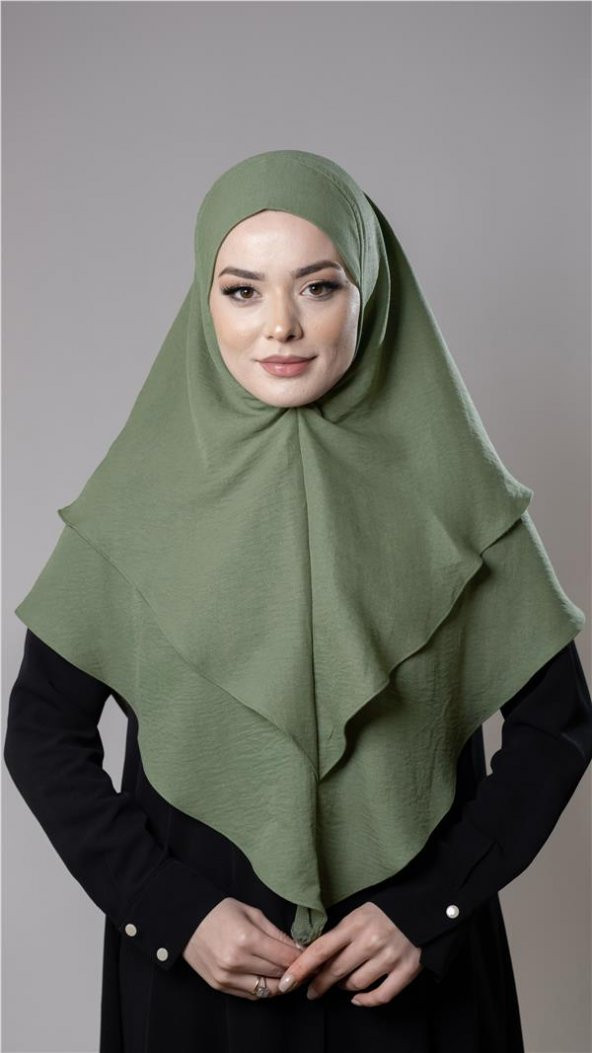 Fıstık Yeşili Pratik Hazır Geçmeli Tesettür Eşarp Pamuk Caz Kumaş Çift Katlı Düz Hijab 2303_36 ürün görseli 1