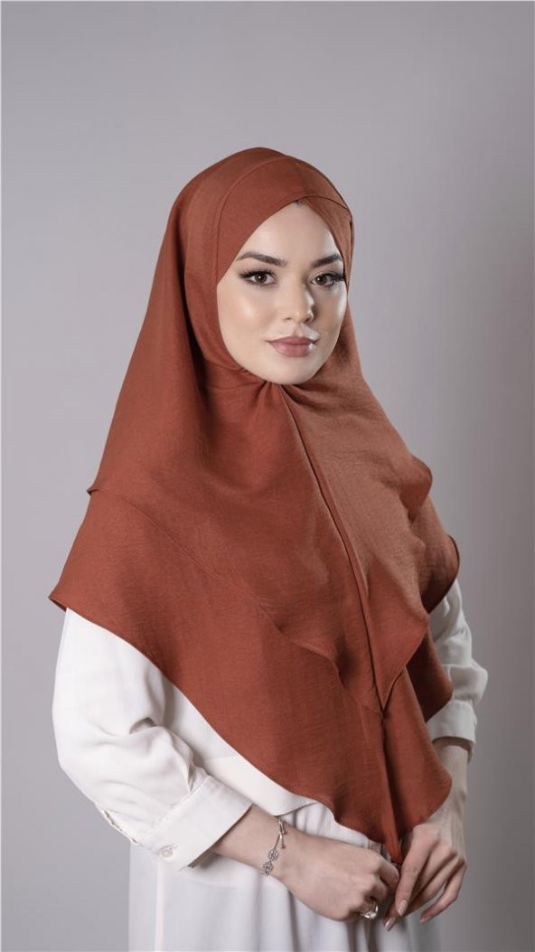Taba Pratik Hazır Geçmeli Tesettür Eşarp Pamuk Caz Kumaş Çift Katlı Çapraz Hijab 2304_33 ürün görseli 1