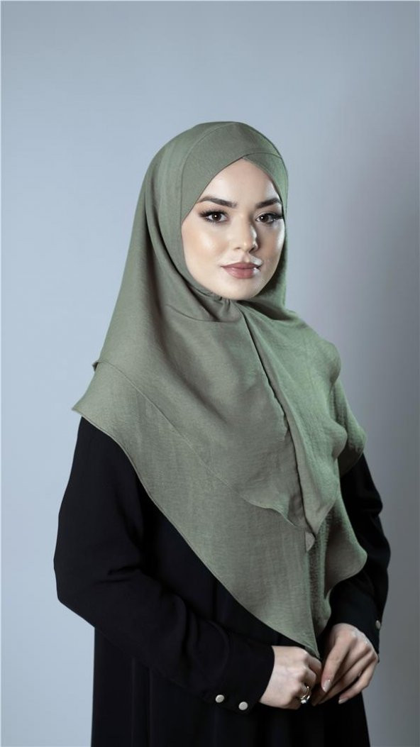 Fıstık Yeşili Pratik Hazır Geçmeli Tesettür Eşarp Pamuk Caz Kumaş Çift Katlı Çapraz Hijab 2304_36 ürün görseli 1