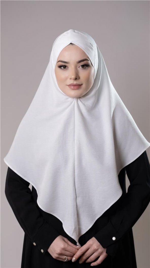 Krem Pratik Hazır Geçmeli Tesettür Eşarp Pamuk Caz Kumaş Tek Katlı Çapraz Hijab 2305_40 ürün görseli 1