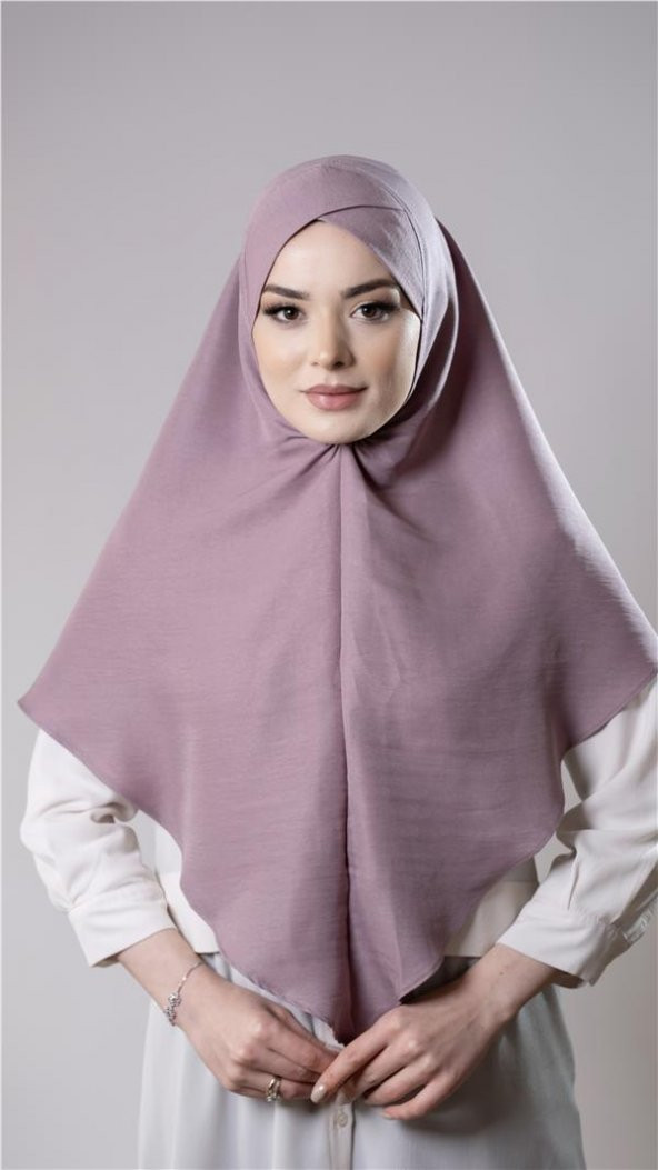 Violet Pratik Hazır Geçmeli Tesettür Eşarp Pamuk Caz Kumaş Tek Katlı Çapraz Hijab 2305_21 ürün görseli 1