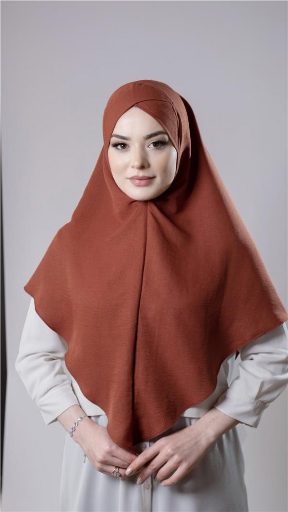 Taba Pratik Hazır Geçmeli Tesettür Eşarp Pamuk Caz Kumaş Tek Katlı Çapraz Hijab 2305_33 ürün görseli 1