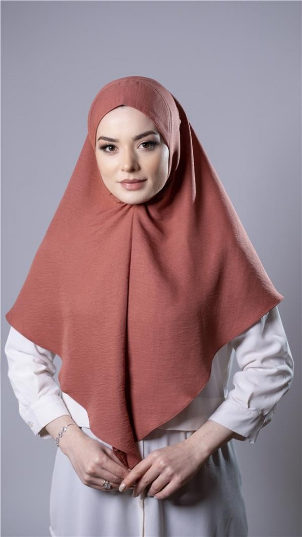 Kiremit Pratik Hazır Geçmeli Tesettür Eşarp Pamuk Caz Kumaş Düz Hijab 2306_05 ürün görseli 1