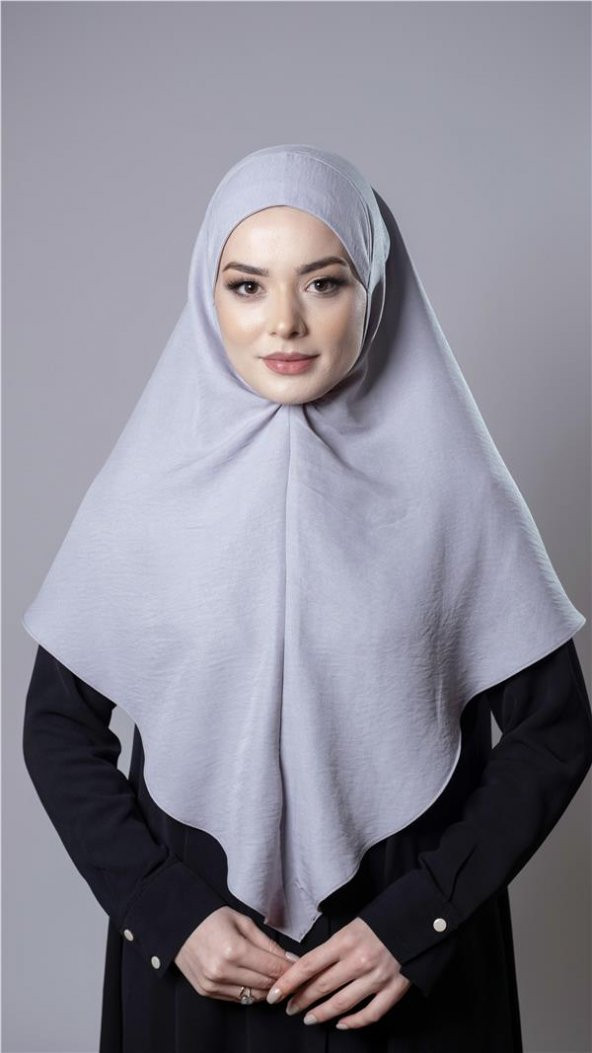 Gri Pratik Hazır Geçmeli Tesettür Eşarp Pamuk Caz Kumaş Düz Hijab 2306_15 ürün görseli 1