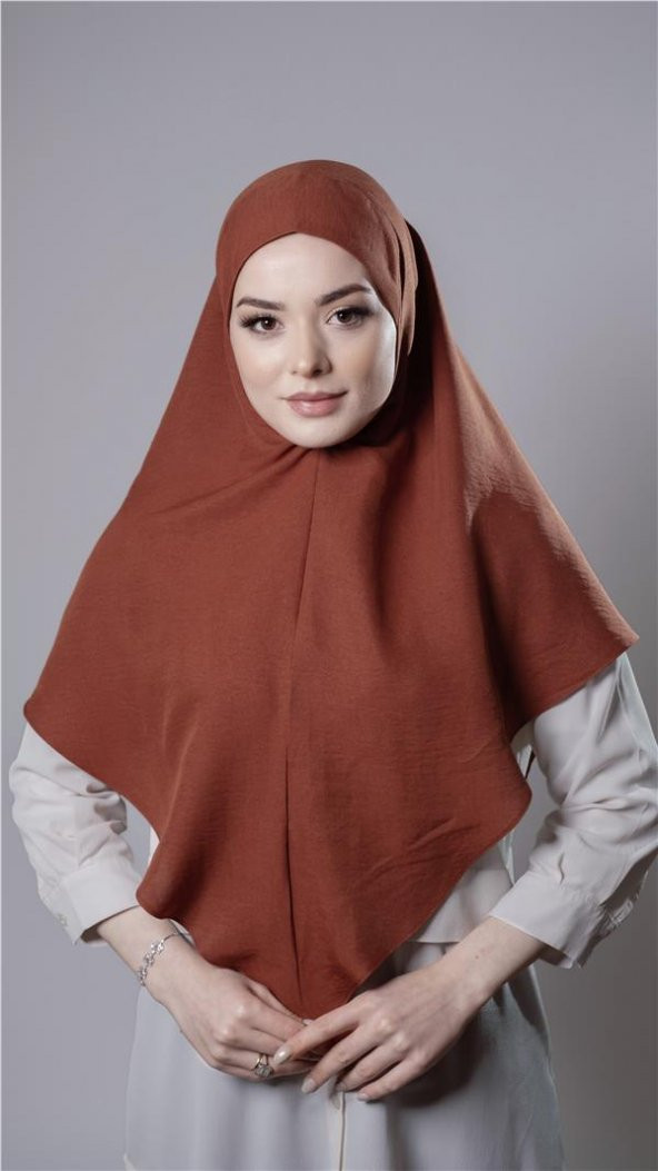 Taba Pratik Hazır Geçmeli Tesettür Eşarp Pamuk Caz Kumaş Düz Hijab 2306_33 ürün görseli 1