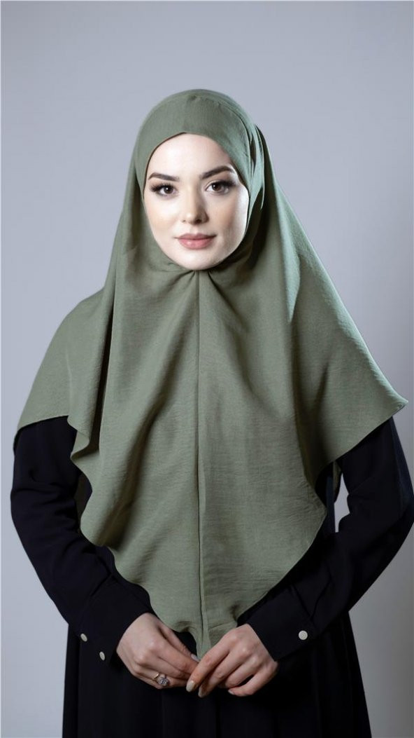 Fıstık Yeşili Pratik Hazır Geçmeli Tesettür Eşarp Pamuk Caz Kumaş Düz Hijab 2306_36 ürün görseli 1