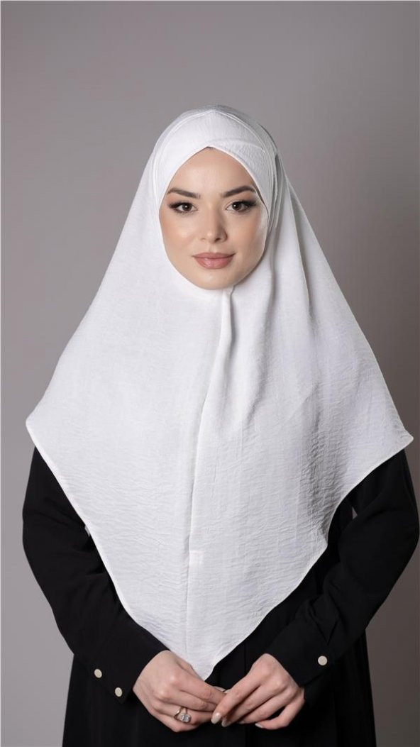 Krem Pratik Hazır Geçmeli Tesettür Eşarp Aerobin Kumaş  Çapraz Hijab 2307_40 ürün görseli 1