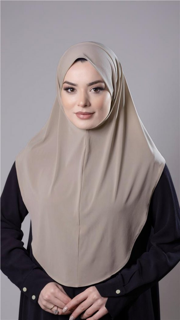 Bej Pratik Hazır Geçmeli Tesettür Eşarp Sandy Kumaş Düz Hijab 2308_12 ürün görseli 1