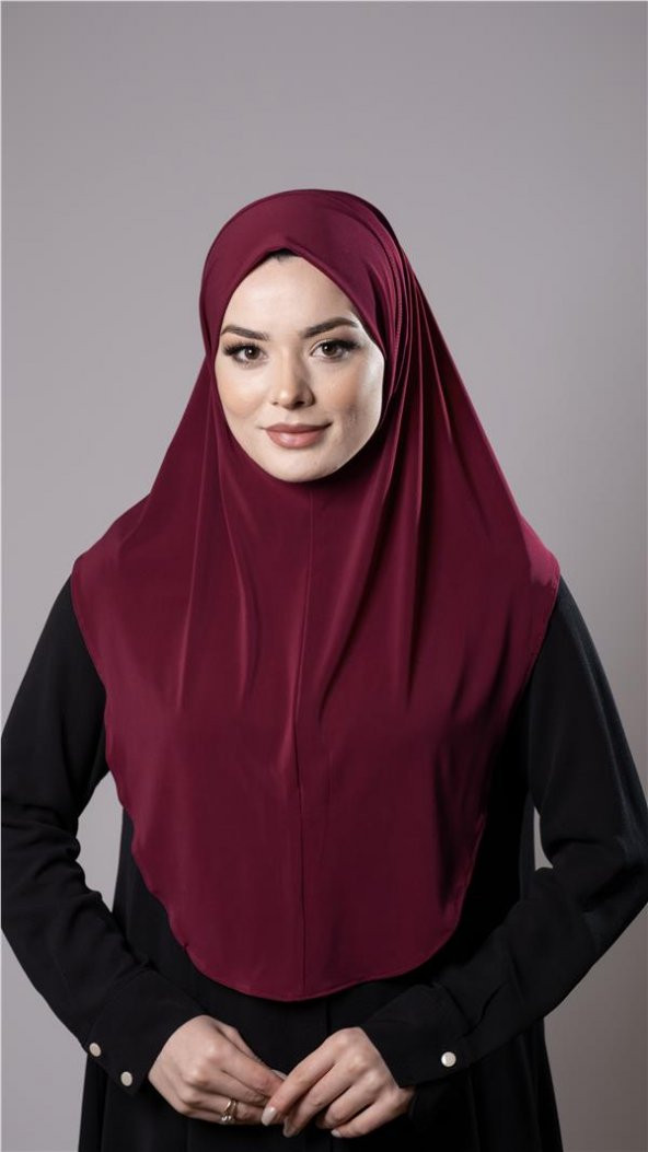 Bordo Pratik Hazır Geçmeli Tesettür Eşarp Sandy Kumaş Düz Hijab 2308_16 ürün görseli 1