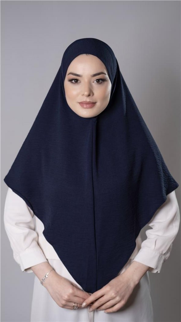 Lacivert Pratik Hazır Geçmeli Tesettür Eşarp Aerobin Kumaş Düz Hijab 2309_02 ürün görseli 1