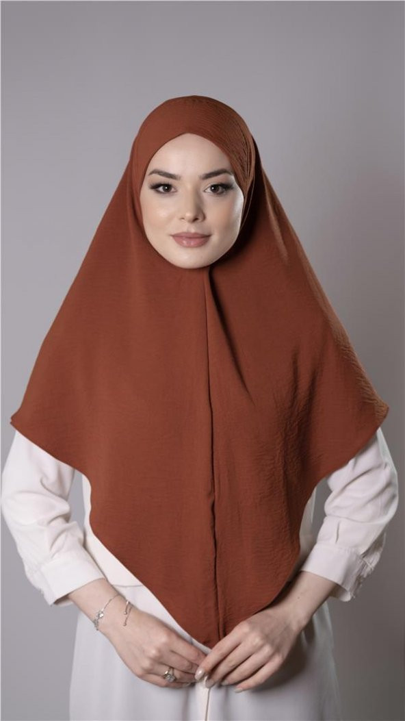 Kiremit Pratik Hazır Geçmeli Tesettür Eşarp Aerobin Kumaş Düz Hijab 2309_05 ürün görseli 1