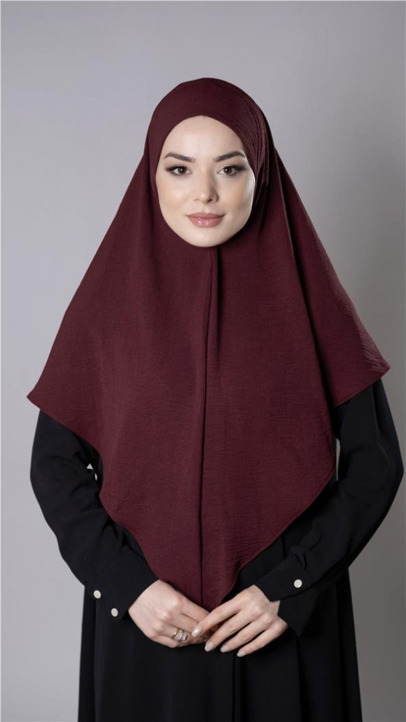 Bordo Pratik Hazır Geçmeli Tesettür Eşarp Aerobin Kumaş Düz Hijab 2309_16 ürün görseli 1