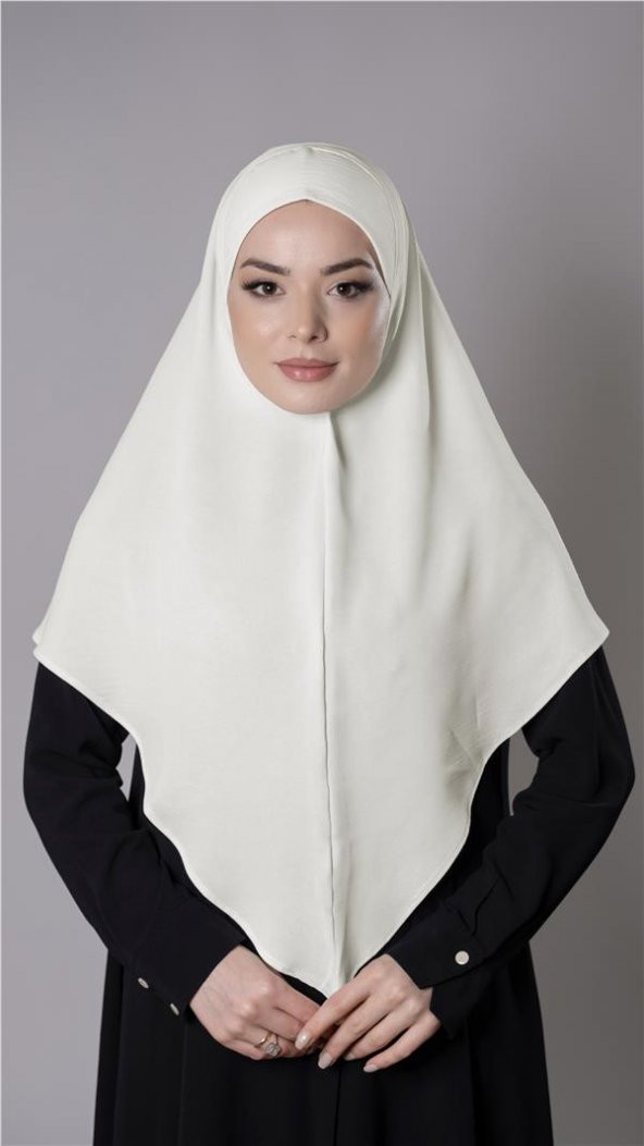 Ekru Pratik Hazır Geçmeli Tesettür Eşarp Aerobin Kumaş Düz Hijab 2309_27 ürün görseli 1