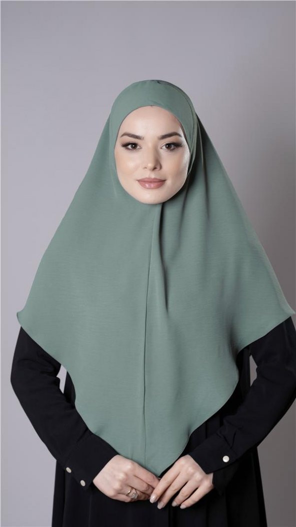 Çağla Yeşili Pratik Hazır Geçmeli Tesettür Eşarp Aerobin Kumaş Düz Hijab 2309_32 ürün görseli 1