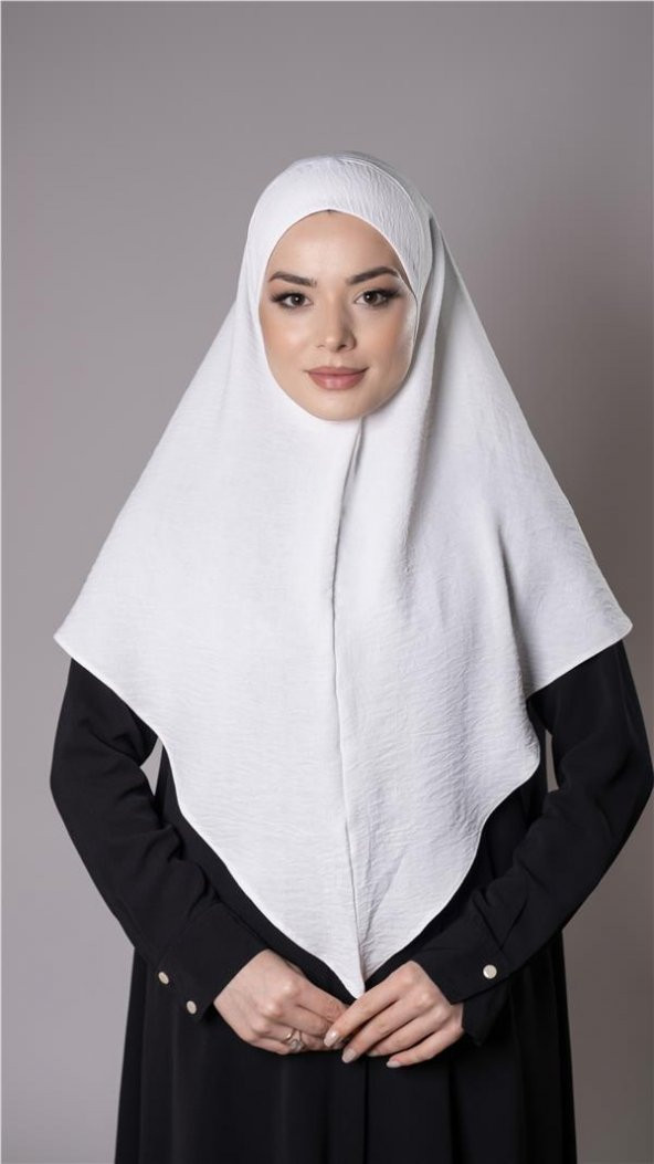 Krem Pratik Hazır Geçmeli Tesettür Eşarp Aerobin Kumaş Düz Hijab 2309_40 ürün görseli 1