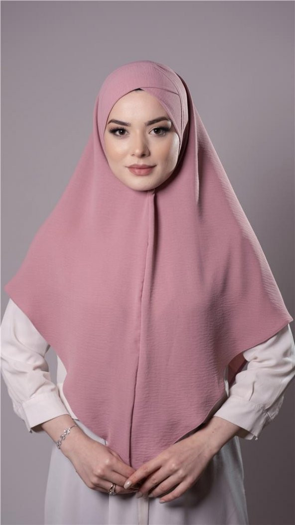 Gül Kurusu Pratik Hazır Geçmeli Tesettür Eşarp Aerobin Kumaş  Çapraz Hijab 2307_18 ürün görseli 1
