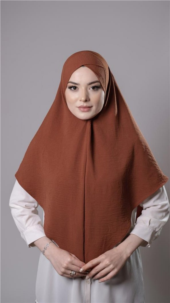 Kiremit Pratik Hazır Geçmeli Tesettür Eşarp Aerobin Kumaş Çapraz Hijab 2307_05 ürün görseli 1