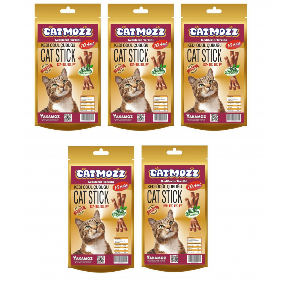 CatMozz Stick Biftekli Kediler için Ödül Çubuğu 10'lu x 5 Adet ürün görseli 1