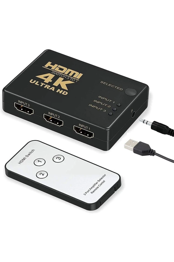 3 Port Hdmi Switch Kumandalı Hdmı Seçici 3 Giriş 1 Çıkış Hdmi Çoğaltıcı Hd1080p ürün görseli 1