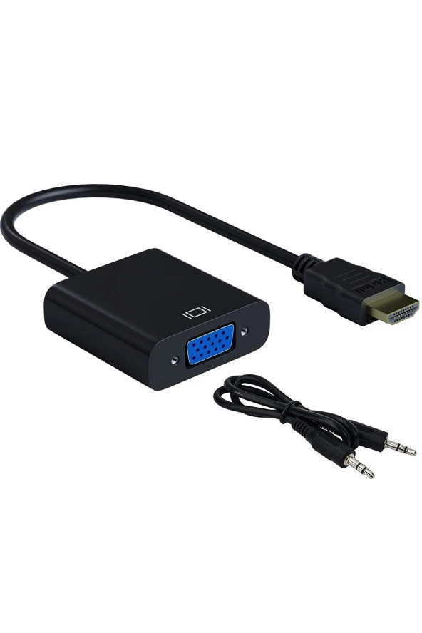 Hdmi To Vga Dönüştürücü 3.5mm Aux Ses Destekli Hdmi Erkek Vga Dişi 1080p Hdmı - Vga ürün görseli 1