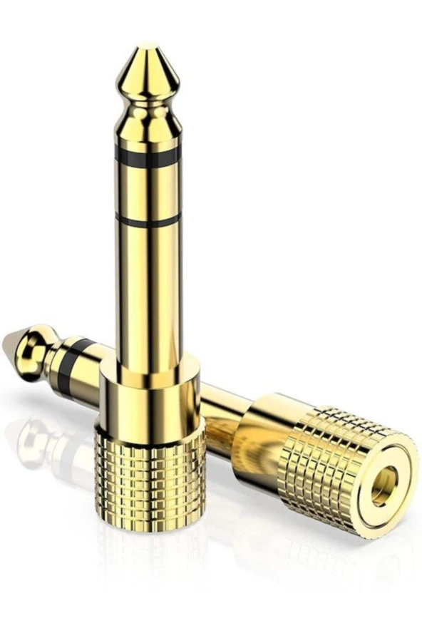 Gold 3.5mm To 6.3mm Çevirici 6.3 Mm Erkek 3.5 Mm Dişi Adaptör Stereo Kulaklık Mikrofon Dönüştürücü ürün görseli 1