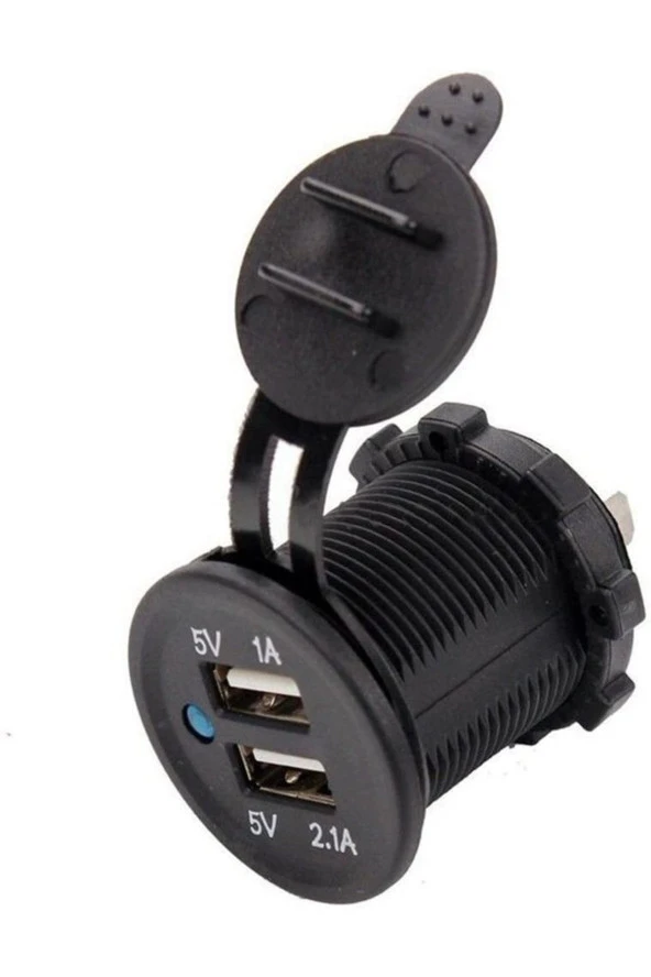 Motosiklet Araba Tekne Çift Usb Şarj Soketi 5v1a 5v2.1a 2 Usb Güç Çıkışı Su Geçirmez 12v Usb Priz ürün görseli 1