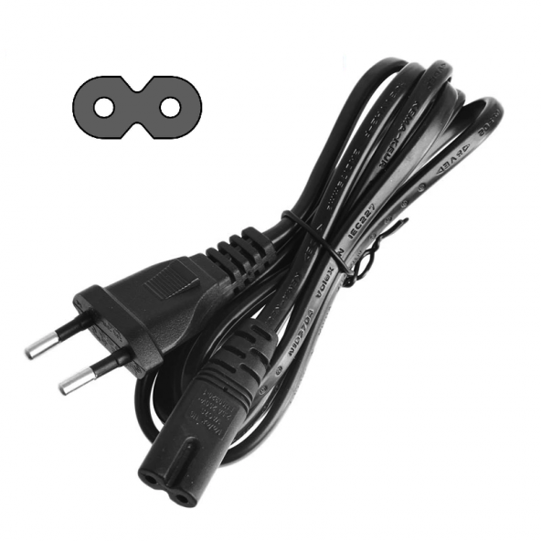 1.5m Teyp Işıldak Fişi C7 Power Güç Kablosu 1.5 Metre 2x0.75 Enerji Kablosu 2 Pinli ürün görseli 1